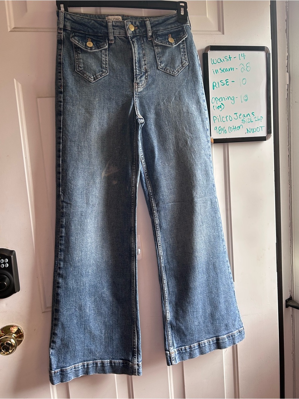 Pilcro Size 26P Petite Wide Leg Jeans Flap Pocket Stretch Denim NWOT - Picture 4 of 10